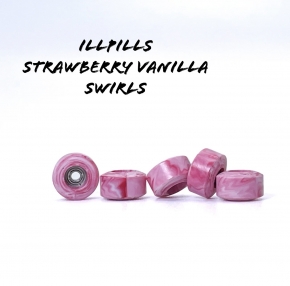 DIRTY FB ILLPILLS - STRAWBERRY VANILLA SWIRL URETHANE FINGERBOARD WHEELS (70D STREET SHAPE)