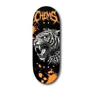 CHEMS ORANGE SPIKE TIGER FINGERBOARD DECK